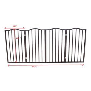 Cancelletto per Animali Domestici Autoportante in Legno per Porte e Scale, Design ad Arco Marrone, Motivo Solido - Product Image 3