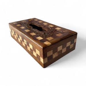 Handmade Wooden Tissue Box Holder with Intricate Carved Design Decorative Tissue Cover for Dining <b>Table</b> Coffee <b>Table</b> Office <b>Bath</b> - Product Image 5