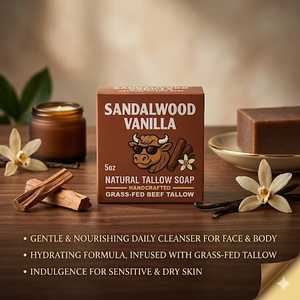 Savon en barre bois de santal et vanille, parfum boisé luxueux, pour le bain, la relaxation à domicile et l'usage quotidien sous la douche. - Product Image 4