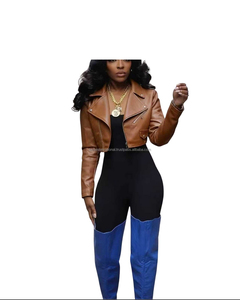 Veste zippée vintage en nylon et cachemire pour femme, doublure en polyester, épaisse, col en V, veste de moto zippée, veste en cuir véritable avec fermeture éclair - Product Image 5