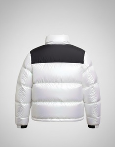 Blouson matelassé blanc irisé pour homme, col montant, fermeture éclair, coupe-vent, color block, coupe classique, vêtement d'extérieur hiver - Product Image 5