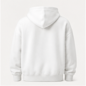 Customize Optic <b>White</b> <b>Mens</b> Oversized Boxy Pullover <b>Hoodie</b> No Drawcord Kangaroo Pocket Heavyweight Cotton Fleece MHOOD-0002 - Product Image 2