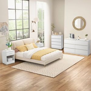 FCH Simple White Wood 4 Drawer Dresser - Product Image 4