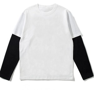 เสื้อยืดแขนสั้นผู้ชาย คอสูง แต่งขอบตัดสี ดีไซน์เรียบง่าย ทรงปกติ ผ้าถัก 100% คอตตอน - Product Image 3