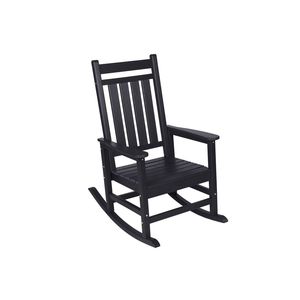 Sedia a dondolo oversize resistente alle intemperie con texture legno per adulti, ideale per portico, prato e giardino - Product Image 5