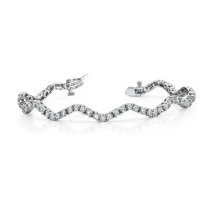 Pulsera de oro blanco con diamantes cultivados en laboratorio de 6.50 ct, corte redondo, diseño de camino sinuoso. - Product Image 3
