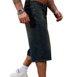Nouveau short Bermuda en jean délavé de couleur unie pour homme, taille mi-haute, fermeture boutonnée, style décontracté, 100 % coton toile respirant - Product Image 2