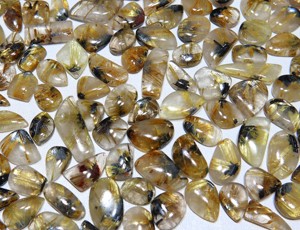 ควอตซ์รูไทล์สีทองธรรมชาติแบบขายส่ง พลอยรูไทล์ควอตซ์แบบหลวม เรียบเนียนสวยงาม สำหรับทำเครื่องประดับ - Product Image 4