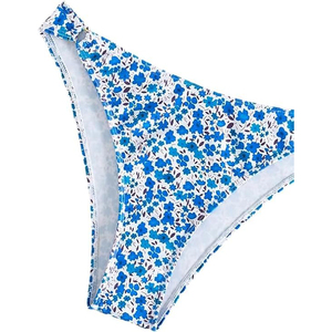 Blue Floral 2 Piece Set Woven Halter Ladies Swimsuit High Waist <b>Tummy</b> <b>Control</b> Digital Print Athletic Performance Surfing Wear - Product Image 6