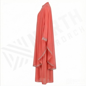อาบายะห์สั่งทำคุณภาพสูง ขายส่ง อาบายะห์สีพื้นใหม่สั่งทำได้ตามต้องการ สำหรับผู้หญิงมุสลิม แบบ ODM ยาวประดับระบาย ปิดมิดชิด - Product Image 3