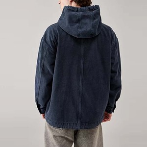 Sudaderas con Capucha de Mezclilla de Primera Calidad con Estampado, Cierre Completo, Estilo Urbano Personalizado, Lavado Ácido, Color Azul Claro, con Cordón Ajustable para Hombres y Niños - Product Image 4