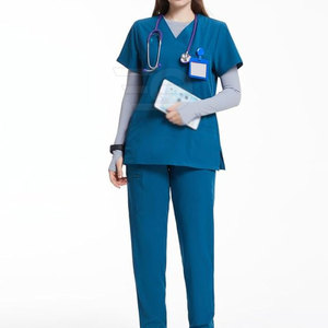 Healthcare <b>Scrubs</b> <b>Set</b> Comfortable Lightweight Professional Medical Uniform Knitted 100% Cotton <b>Scrub</b> <b>Sets</b> for Hospital Use - Product Image 2