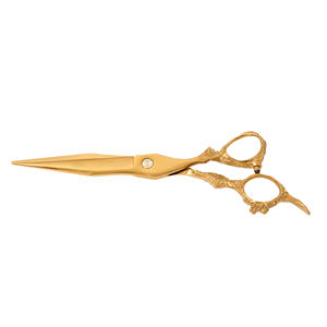 Juego de tijeras de peluquero rectas clásicas personalizadas, Etiqueta Privada, superventas, pestañas de peluquería de acero inoxidable chapadas en oro caliente - Product Image 5