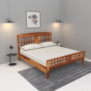 CIA Industries Rosewood Solid Wood Traditional Platform <b>Bed</b> King/Queen and <b>Single</b> Size <b>Adjustable</b> Slats Without Storage - Product Image 4