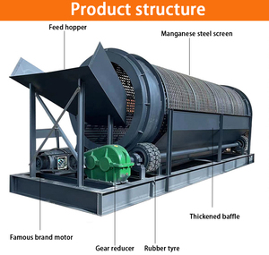 Mobile Compost Trommel Screen <strong>Topsoil</strong> Drum Screen Industrial Stone Sand Rotary Drum Sieve Soil Screening Machine - Product Image 4