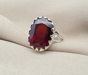 Anillo de Granate Hessonita Natural, Plata de Ley 925, Gema Ovalada, Talla 8 de EE. UU. - Product Image 5
