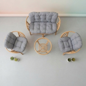 Silla de Comedor Moderna Hecha a Mano con Ratán Natural, Sillón de Jardín para Patio Exterior, Diseño Tropical, Ecológico, con Funda Extraíble y Suave - Product Image 4