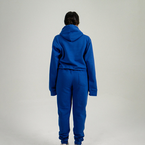 Ensemble streetwear côtelé uni 2 pièces pour femme, hiver, avec hauts zippés à manches longues et leggings taille haute, survêtement court - Product Image 2