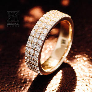 Bague en or 14 carats à plusieurs rangs sertis de diamants - Bague éternelle de luxe avec diamants de laboratoire/naturels - Product Image 5