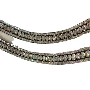 Cristaux scintillants personnalisés, strass bling-bling, design mince, bandeau de sourcil de cheval en cuir noir fait à la main, vente en gros - Product Image 1