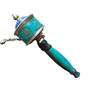 สินค้ามาใหม่-ชุดหินสีเขียวประดับอำพันและโลหะ ล้อหมุนมือแกะสลักลายพุทธศาสนา ของขวัญปีใหม่ - Product Image 3