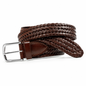 Premium Dark Brown <b>Braided</b> Genuine Leather Waist Strap Belt Adjustable Woven Sports Outdoor Casual Fashion <b>Accessory</b> for Men - Product Image 2