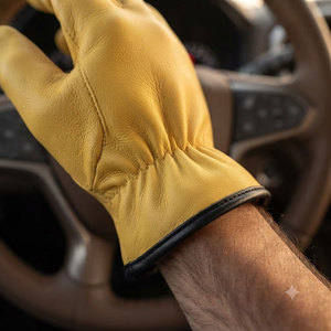 Gants de sécurité en cuir jaunes, lisses, résistants à l'abrasion, antidérapants, anti-vibrations, respirants, antistatiques, avec poignets froncés, usage général - Product Image 4