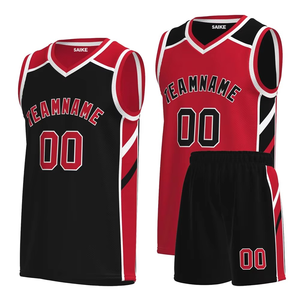 Ensemble d'uniformes de basketball personnalisés 2026 rouge et noir pour hommes – Maillot sans manches et short en maille respirante – Kit sportif d'équipe OEM - Product Image 1