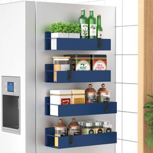 Set di 4 Organizzatori Magnetici Blu Royal per Spezie, per Frigorifero e Forno, Gestione Efficiente della Cucina - Product Image 1