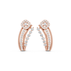Pendientes de Aro Bali con Circonitas Brillantes en Racimo, Plata de Ley 925 Chapada en Oro Rosa de 18K, Joyería de Diseño Moderna para Mujer - Product Image 2