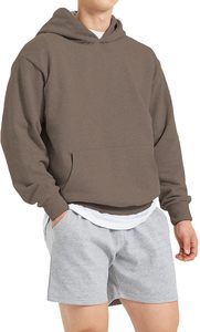 Sweat-shirt à capuche vert pin pour homme, personnalisable avec logo, en molleton uni, coupe ample, épaules tombantes, vente en gros, par fabricant OEM - Product Image 2