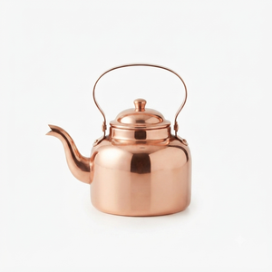 Bouilloire à thé en cuivre poli avec couvercle, poignée en laiton, théière pour cuisinière, chauffe-eau, pot de service traditionnel pour café et cuisine - Product Image 1