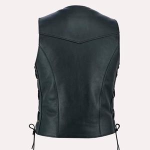 Chaleco de Cuero Genuino Premium para Hombre, Estilo Motero Clásico, Venta al Por Mayor, Fabricante OEM - Product Image 5