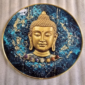 Cuadro de Pared de Resina Hecho a Mano de la Mejor Calidad con Caballos Blancos Corriendo, Piedras de Pirita, Arte Vastu, Decoración para el Hogar y la Oficina, Ágata Aameena - Product Image 4