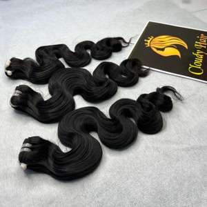 Mechones de cabello humano ondulado de alta calidad, venta al por mayor de fábrica, extensión de cabello humano Remy, Color negro Natural, tamaño de 30 pulgadas 10A - Product Image 4