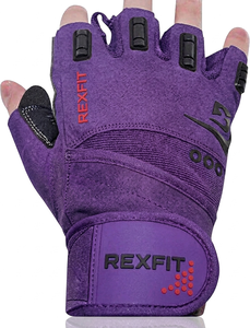 Rexfit Half Finger Gym Fitness <b>Gloves</b> Orange Suede Adjustable Wrist Strap Unisex <b>Weight</b> Lifting <b>Training</b> <b>Gloves</b> For Sale - Product Image 3
