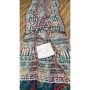 Sari con Estampado Digital de Diseñador, Hermosa Ropa India y Pakistaní - Product Image 1