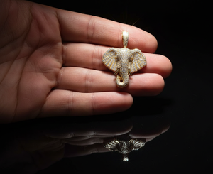 จี้รูปช้างประดับเพชรโมอิสซาไนต์แบบฮิปฮอป สร้อยคิวบัน ทองคำ/เงิน 10K/14K จี้รูปหัวสัตว์ เครื่องประดับหรูหรา - Product Image 3