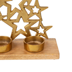 Portavelas de Té con Forma de Árbol de Navidad de 12 Estrellas con Base de Madera de Mango, Decoración Navideña 2026 - Product Image 4