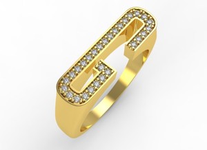 Luxury 925 Sterling Silver Gold Plated Alphabet Initial <b>Ring</b> <b>CZ</b> Studded Letter Design Men Women Jewelry - Product Image 2