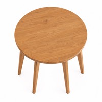 Table d'appoint ronde en teck massif avec cinq pieds inclinés, design contemporain, écologique, durable, meubles de salle à manger, 2 places
