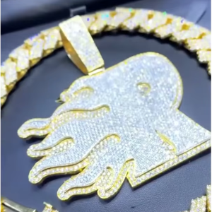 Collier pendentif chaîne hip-hop unisexe en argent sterling S925 avec moissanite VVS couleur D taille brillant rond personnalisable CONCEPTION - Product Image 1