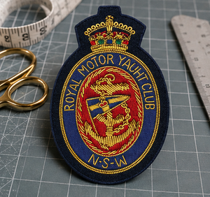 ROYAL MOTOR YACHET CLUB High Quality Lace Embroidered Patch <b>Sew</b>-On Fabric Badge Circular Luxury Design for Garment - Product Image 3