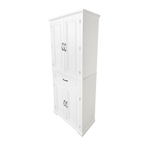 Mobiletto da Bagno Bianco con Ripiani Regolabili, Ante e Cassetto, Multiuso per Cucina - Product Image 3
