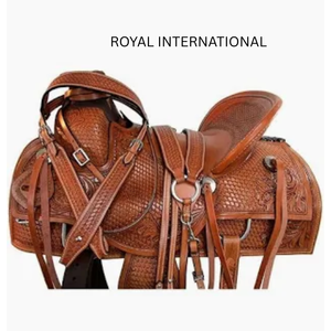Selle de cheval Western haut de gamme en cuir marron, artisanale et durable, pour l'équitation, le ranch et le trail, équipement équestre - Product Image 1