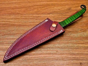 Cuchillo de Caza con Mango Verde, Hoja de Punta de Lanza, Borde Recto, Acero al Carbono de 0.6 mm de Grosor, Grado DIY - Product Image 5