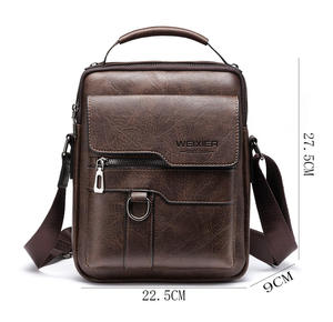 Classic Brown Leather Men Messenger <b>backpack</b> <b>student</b> Bag Waterproof Small Daypack Purse for Professional Work and Commute - Product Image 6