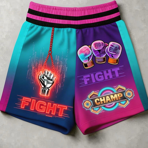 Shorts de boxe légers en tissu polyester, design personnalisé, impression, broderie du logo, respirant, entraînement, taille personnalisée - Product Image 1