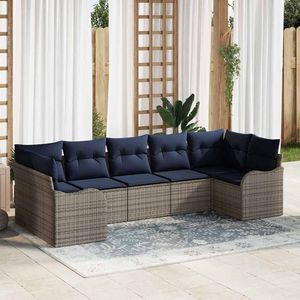 Grey Poly Rattan Garden <b>Sofa</b> <b>Set</b> With High Density Foam Cushions Waterproof Outdoor Furniture Contemporary Design - Product Image 3