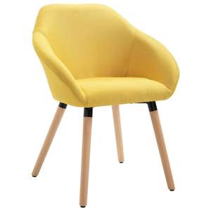 Ensemble de 6 chaises de salle à manger jaunes en polyester avec pieds en bois massif - Product Image 3
